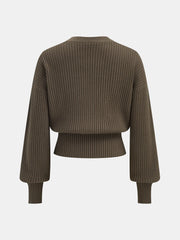 Metal Button Ribbed Cardigan