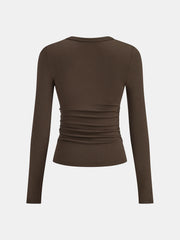 Belt-Decor Asymmetric Long Sleeve T-Shirt