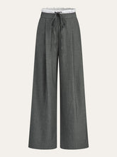 Contrast Ruffle Waistband Pinstripe Pants