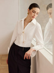 Metal Button Long-Sleeve Shirt