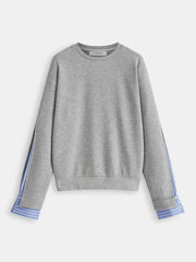 Striped Shirt Panel Crew Neck Sweatshirt