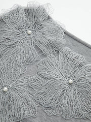 Faux Pearl Decor 3D Floral Fitted Soft Knit Top