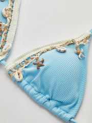 Shell Charm Trim Tie Bikini Set