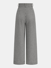 Houndstooth Pleated Buttoned Wide Leg Pants