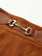 Suede Effect Horsebit Skirt