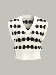 V-neck Plaid Sweater Vest