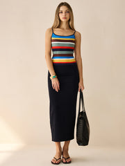 Colorful Striped Ribbed Knit Cami Top