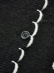 Scalloped Trim Polka Dot Knit Cardigan