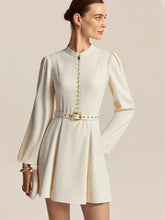 Cotton & Linen Belted Button Mini Dress