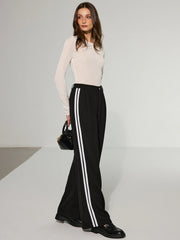 Casual Side Stripe Wide-Leg Pants