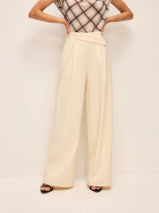 Mid-Waisted Wide-Leg Pants With Belted Detail