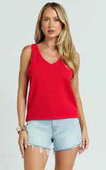 Ryza Top - Knit Vest in Red