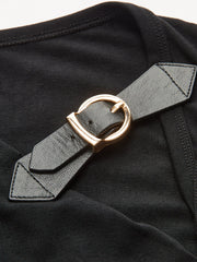 Asymmetric Ruched Top with Buckle Detail