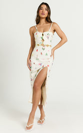 Amalie The Label - Malia Lace Up Back Midi Dress in Tropical Oasis Print