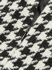 Houndstooth Tweed Slit Front Maxi Skirt