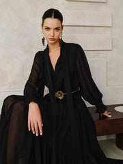 Chiffon Maxi Dresse with Scarf