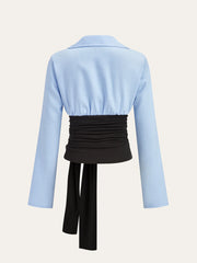 Color-Block Panel Tie-Waist Shirt