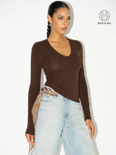 Bra-Free V-Neck Long-Sleeve Top