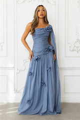 Silver Breeze One Shoulder Maxi Dress Slate