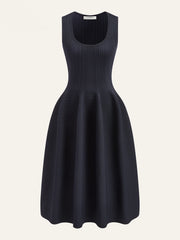 Ribbed Knit Flare Sweater Dress