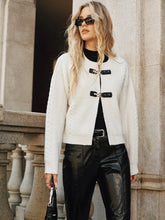 Cable-Knit Cardigan with Buckle Closure