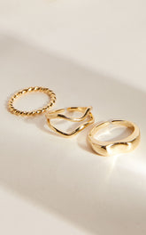 Florice 3 Pack Ring Set in Gold