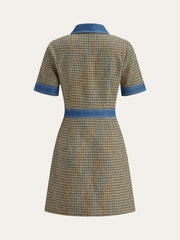 Plaid Contrast Trim Mini Dress
