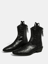 PU Leather Western Ankle Boots