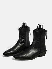 PU Leather Western Ankle Boots