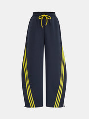 Striped Drawstring Curved-Leg Sweatpants