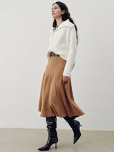 Suede Effect A-Line Maxi Skirt