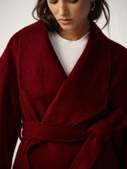 Wool Blend Belted Wrap Coat