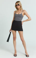 Daramie Bodysuit - Underbust Detail Bodysuit in Charcoal