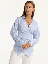 Striped Wrap Back Tie Shirt