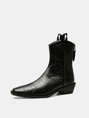 PU Leather Western Ankle Boots