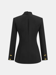 Asymmetrical Design Golden Button Blazer
