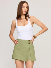Cotton & Linen Asymmetrical Wrap-Front Skort