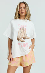 Archer Two Piece Set - Boots T-Shirt Set in White/Orange