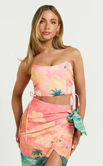 Amalie The Label - Leesha Side Laced Strapless Piped Neck Top in Pink