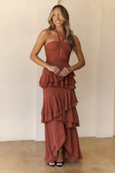 Zephyr Halter Maxi Dress Rust