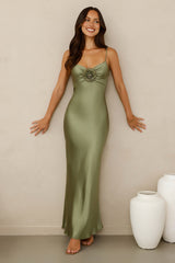Ultimate Style Satin Maxi Dress Green
