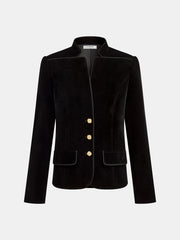Velvet Stand Collar Blazer