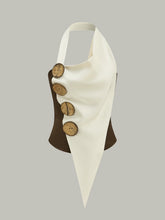 Asymmetrical Halter Top with Large Buttons