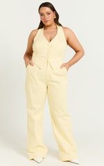 Virginia Pants - High Waist Straight Leg Pants in Pastel Yellow