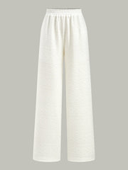 Textured Wide-Leg Pants with Elastic Waist