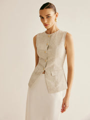 Elegant Breasted Piping Split Vest