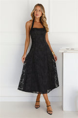 Disco Daze Halter Midi Dress Black