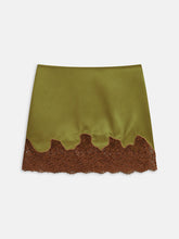 Lace Panel Satin Mini Skirt