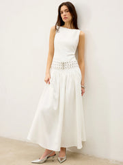 Boat Neck Multi-Belt Low-Waist Maxi Dress