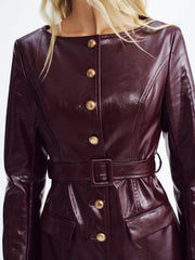 Faux Leather Belted Mini Dress